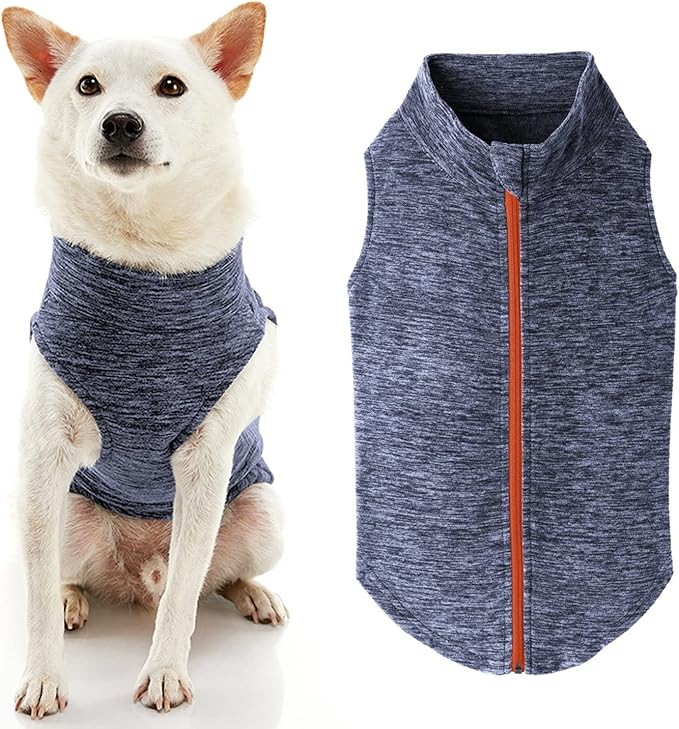 Gooby Zip Up Fleece Dog Sweater - Gray Wash, 3X-Large - Warm Pullover Fleece Step-in Dog Jacket Without Ring Leash - Winter Small Dog Sweater - Dog Clothes for Small Dogs Boy and Medium Dogs - PAWPICO