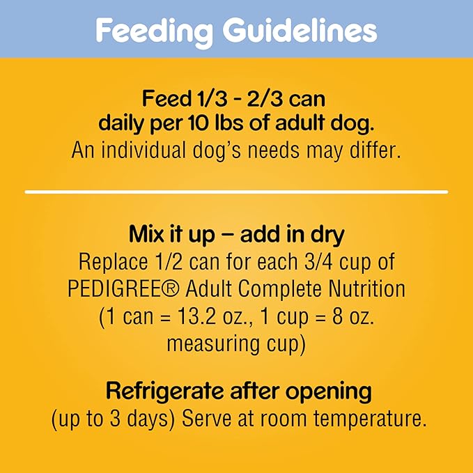 PEDIGREE CHOPPED GROUND DINNER Adult Canned Soft Wet Dog Food Combo with Chicken, Liver & Beef, 13.2 oz. Cans (Pack of 12) - PAWPICO