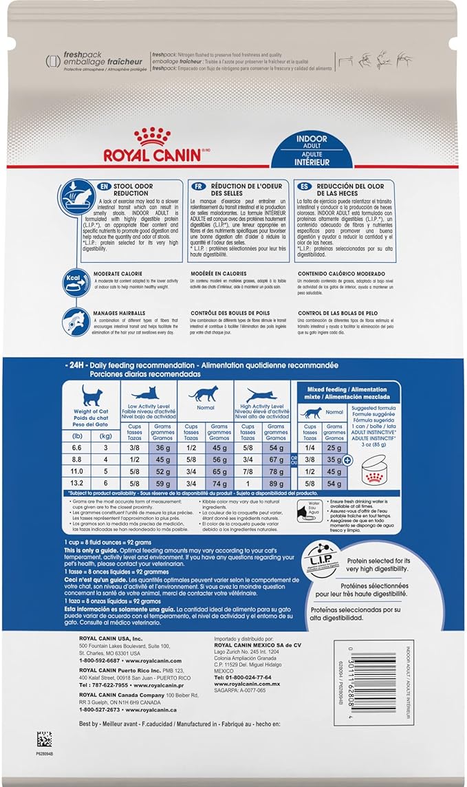 Royal Canin Indoor Adult Dry Cat Food, 15 lb bag - PAWPICO