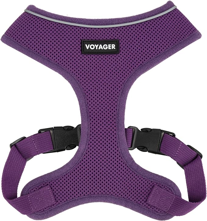 Voyager Aerolite No Pull Mesh Dog Harness with Lightweight, Soft, Breathable, Reflective Stitching, and Adjustable Straps for Walking, Running, Training, Heavy Duty and Durable - Purple, L BestPetSuppliesLLC