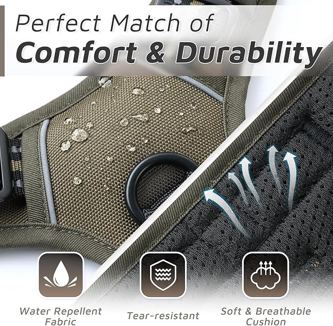 Eagloo Dog Harness Large Breed, No Pull Service Vest with Reflective Strips and Control Handle, Adjustable and Comfortable for Easy Walking, No Choke Pet Harness with 2 Metal Rings, Brown, XL GoExplorewithEagloo