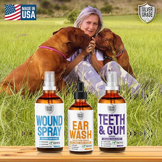 Dog Ear Infection Treatment + Colloidal Silver ● Ear Infection Treatment for Dogs & Cats ● Drops for Irritations, Itch, Odors, & Cat and Dog Ear Infection ● Silver Ear Wash for Different Pets ● 2 Oz SilverGrade