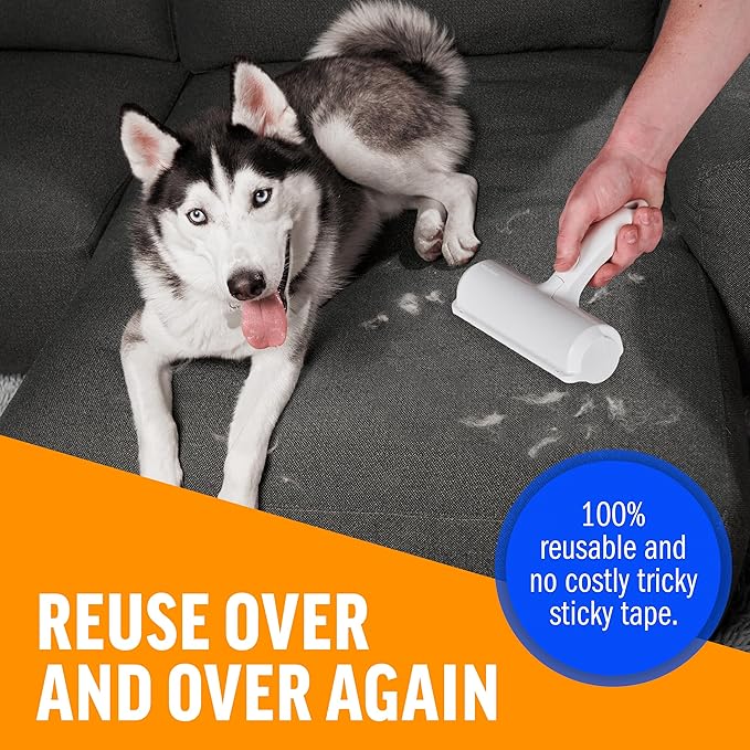 Chom Chom Roller Pet Hair Remover and Reusable Lint Roller - ChomChom Cat and Dog Hair Remover for Furniture, Couch, Carpet, Clothing and Bedding - Portable, Multi-Surface Fur Removal Tool - PAWPICO