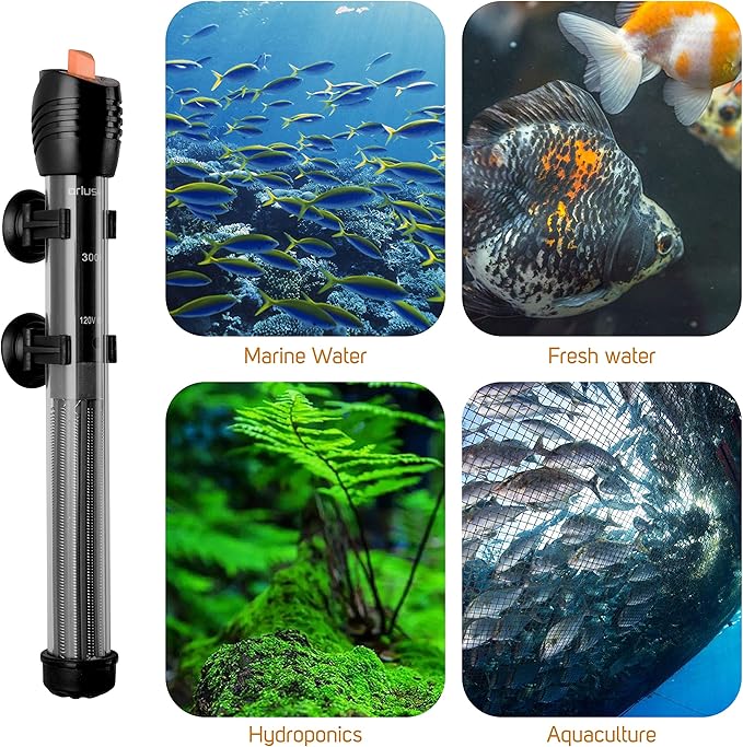 Orlushy Submersible Aquarium Heater,300W Adjustable Fish Tahk Heater with 2 Suction Cups Free Thermometer Suitable for Marine Saltwater and Freshwater Orlushy