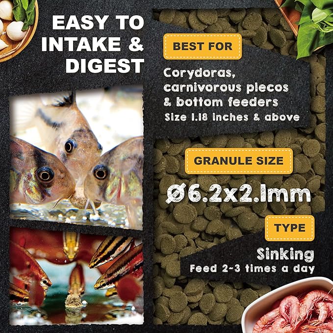 Ultra Fresh Bottom Feeder Fish Food, Sword Prawns, Natural Protein, Balanced Diet, for Catfish, Corydoras, Loaches, Tropical Shrimp Pie 4.94 Ounces UltraFresh-ShrimpDelight