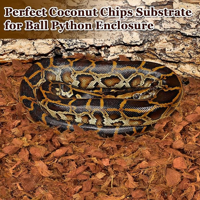 Halatool 10LB Coconut Chips Substrate for Reptiles 72QT Natural Coco Husk Snake Bedding for Ball Python Coco Coir Chip Terrarium Substrate for Tortoise Frog Gecko Hermit Crab Hamster HALATOOL