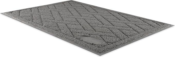 Pawkin Cat Litter Mat, Patented Design with Litter Lock Mesh, Extra Large, Durable, Easy to Clean, Soft, Fits Under Litter Box, Litter Free Floors, Gray - PAWPICO