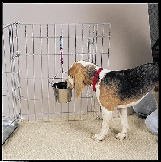 ProSelect Stainless Steel Flat Sided Pails — Durable Pails for Fences, Cages, Crates, or Kennels - 6", 2-Quart PetEdge