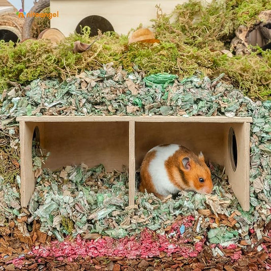 Niteangel Hamster Secret Peep Shed 2-Chamber Hideout & Tunnel Exploring Toys (Large - for Syrian Hamster) Niteangel