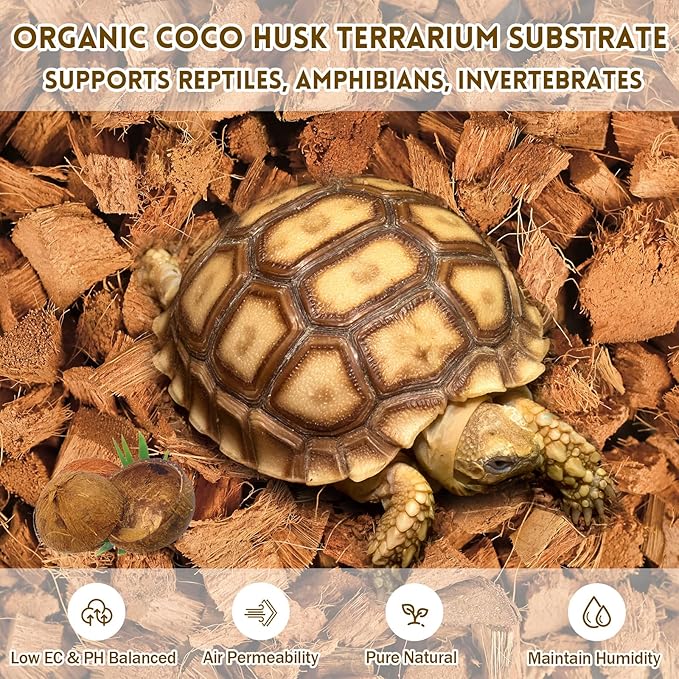 Riare 8.8LB Coconut Chip Substrate for Reptiles, 60 Quart Coconut Fiber Substrate Coco Chips Substrate Coconut Husk Bedding for Snakes, Tortoises, Ball Python, Bearded Dragon, Geckos, Lizards, Frogs Riare