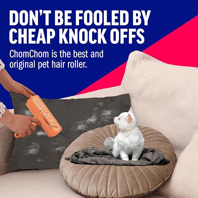 Chom Chom Roller Pet Hair Remover - ChomChom Reusable Cat and Dog Lint Rollers for Furniture, Couch, Car, and Clothes - Limited Cat Edition - PAWPICO