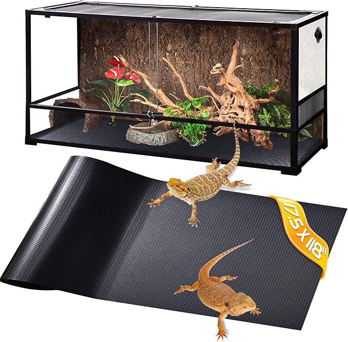 Bearded Dragon Tank Accessories,Reptile Substrate for Terrarium,Reptile Terrarium Liner Bedding,Durable and Dirt Resistant Reptile Carpet,Suitable for Gecko,Tortoise,Snake, 17.5X118 inches KUNBEIEN