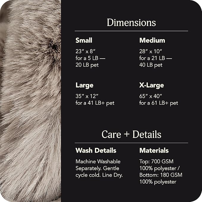 UnHide Floof Pet Bed - Medium (28" x 10") - Extra Soft Dog Bed - Removable Faux Fur Cover - Machine Washable - Helps Ease Pet Anxiety & Provides The Perfect Sleep - Taupe Ducky - PAWPICO