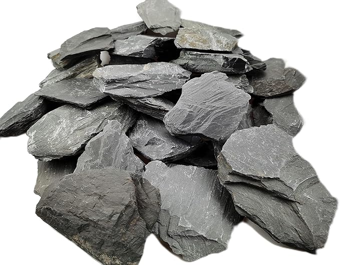 Voulosimi Natural Slate Rocks PH Neutral Stone Perfect Rocks for Aquariums, Landscaping Model,Tank Decoration,Amphibian Enclosures (3.5 LB, 1-3 inch) Voulosimi