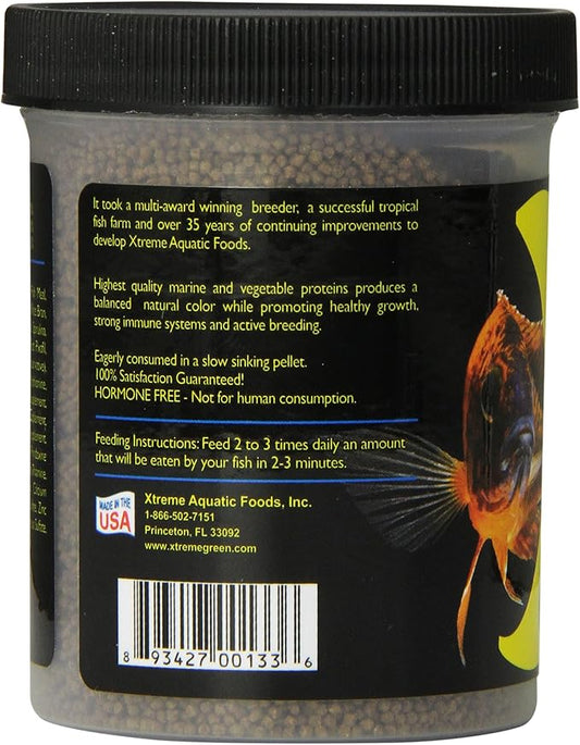 Xtreme Cichlid Peewee 1.5 mm Pellets - Proven Nutrition for Cichlids - Balanced Amino Acids, Boost Immune & Digestive Health, Color & Energy, Max Protein Freshwater Fish Food – USA Farm Grown (5oz) XtremeAquaticFoods