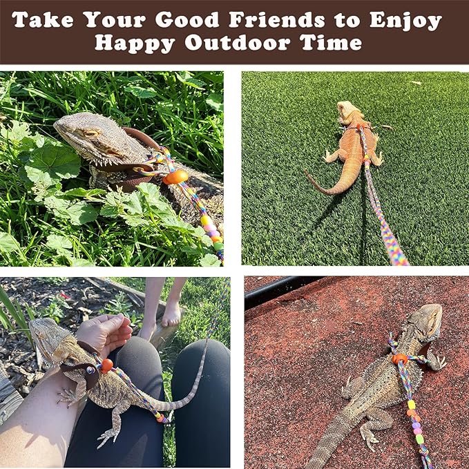 Bearded Dragon Lizard Leash Harness,3 Size Pack Adjustable Small Animal Harness for Bearded Dragon Lizard Reptiles and Other Small pet HDKHTWL