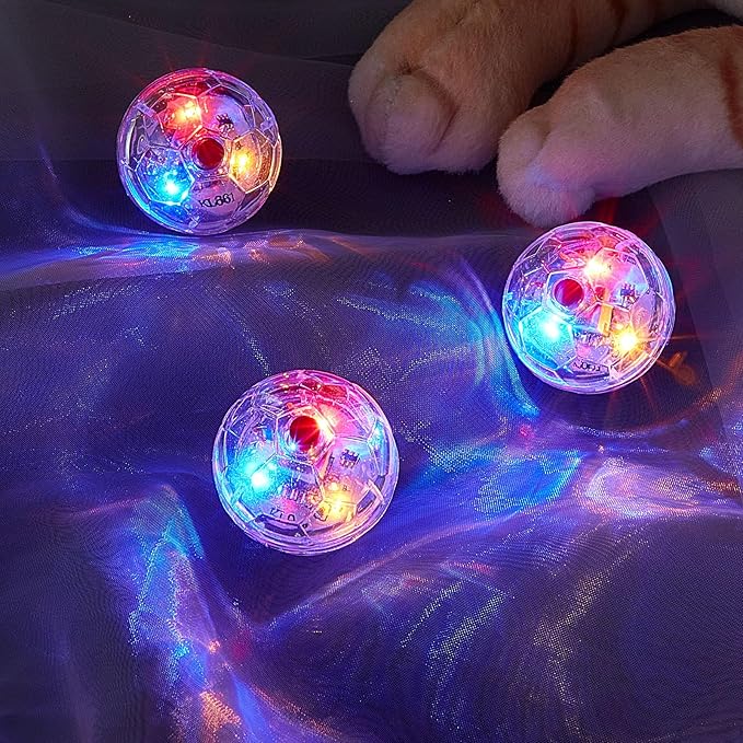 Frienda 4 Pieces Ghost Hunting Cat Ball Motion Light Up Cat Balls LED Motion Activated Cat Ball Motion Light Up Cat Dog Interactive Toys Pet Glowing Mini Running Exercise Ball Toys (Transparent) - PAWPICO