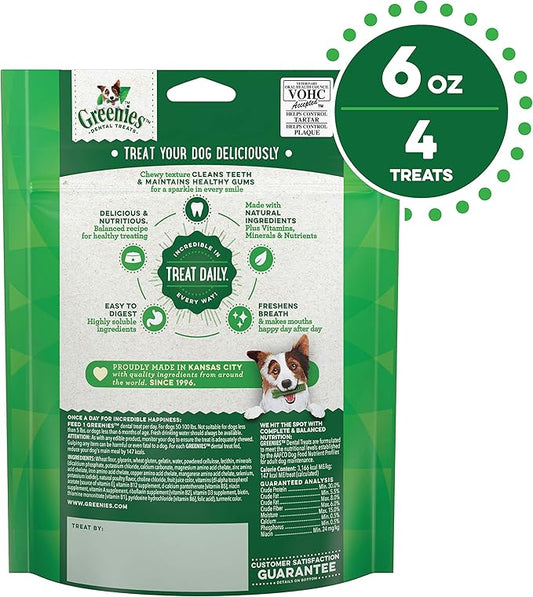 Greenies Original Large Natural Dental Care Dog Treats, 6 oz. Pack (4 Treats) - PAWPICO