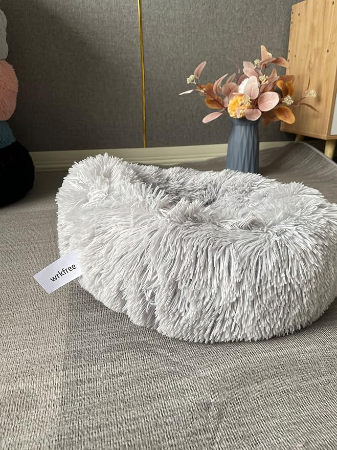 Tiny Dog Bed Fluffy Puppy Bed Washable Donut Anti Slip 15 Inches - PAWPICO