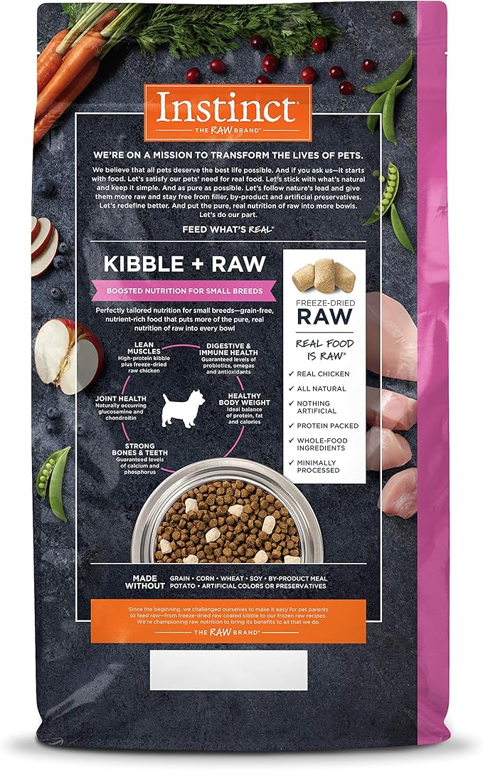 Instinct Raw Boost Small Breed Grain Free Recipe with Real Chicken Natural Dry Dog Food, 4 lb. Bag - PAWPICO