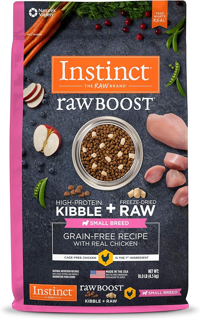 Instinct Raw Boost Small Breed Grain Free Recipe with Real Chicken Natural Dry Dog Food, Bag, 10 Pound (Pack of 1) - PAWPICO