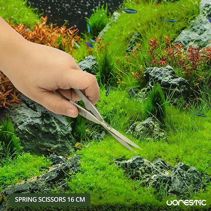 Aquarium Spring Scissors, 6.3 Inch Aquarium Scissors Spring, Aquascaping Spring Scissors, Terrarium and Aquarium Scissors, Aquarium Scissors for Plants VORESTIC