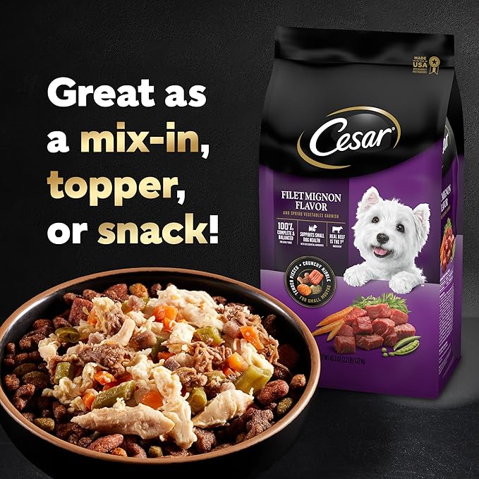 CESAR SIMPLY CRAFTED Adult Wet Dog Food Meal Topper, Chicken, Duck, Purple Potatoes, Pumpkin, Green Beans & Brown Rice, 1.3oz., Pack of 10 - PAWPICO