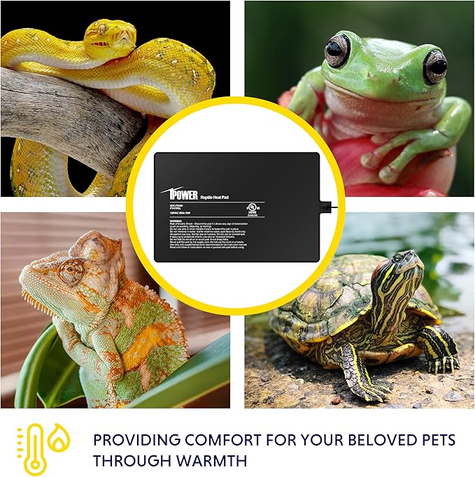 iPower 8 by 12-Inch 16W Reptile Heat Mat, LCD Digital Aquarium Thermometer, Under Tank Warmer Terrarium Heat Pad for Turtles Lizards Frogs and Other Small Animals, Multi Sizes iPower