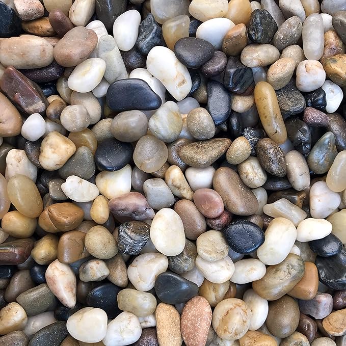 River Rock Stones, Natural Decorative Polished Mixed Pebbles Gravel,Outdoor Decorative Stones for Plant Aquariums, Landscaping, Vase Fillers (10 LB, Mixed Colors) Voulosimi