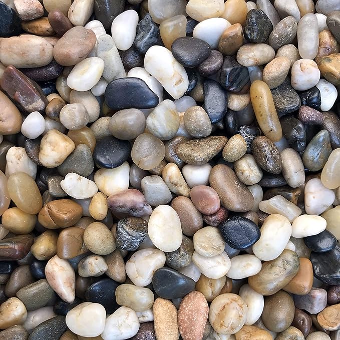 Voulosimi River Rock Stones, Natural Decorative Polished Mixed Pebbles Gravel,Outdoor Decorative Stones for Plant Aquariums, Landscaping, Vase Fillers (8 LB, Mixed Colors) Voulosimi