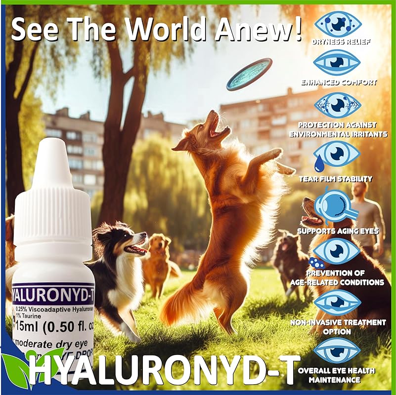 Lubricating Gel Eye Drops 15ml With Hyaluronic Acid 0.25% & Taurine For Pets Cat&Dog Moisturizer Soothes Dryness And Irritation & Itchy, Daily Use To Relieve Dry Eyes, Artificial Tears PAWPICO