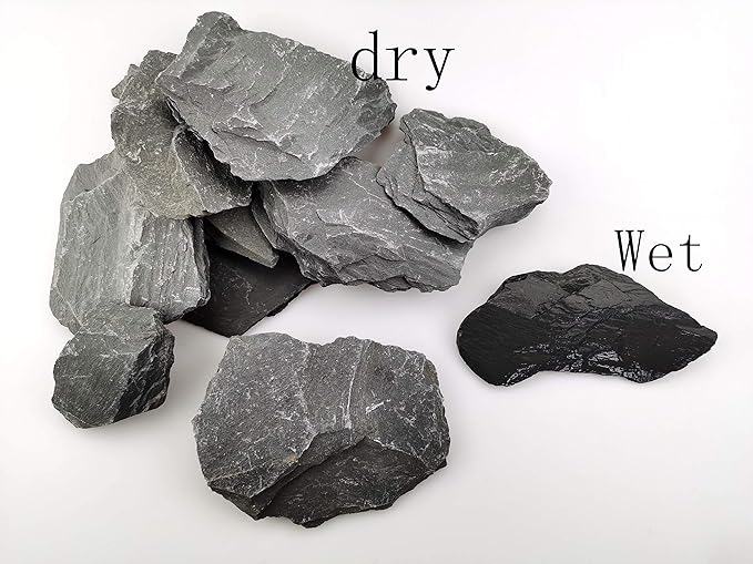 Voulosimi Natural Slate Rocks PH Neutral Stone Perfect Rocks for Aquariums, Landscaping Model,Tank Decoration,Amphibian Enclosures (12 LB, 5-7 inch) Voulosimi