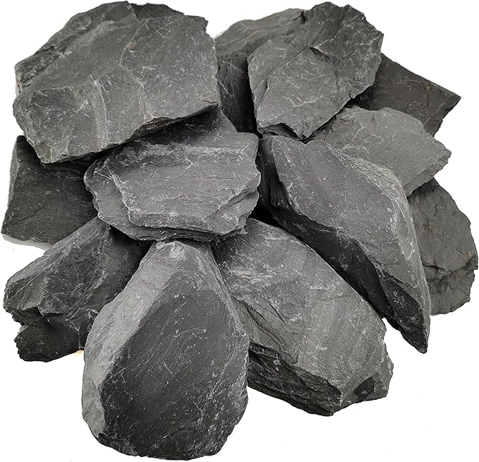 Voulosimi Natural Slate Rocks PH Neutral Stone Perfect Rocks for Aquariums, Landscaping Model,Tank Decoration,Amphibian Enclosures (12 LB, 5-7 inch) Voulosimi