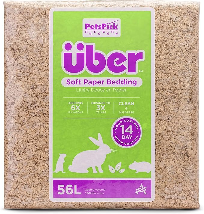 Uber Soft Paper Pet Bedding for Small Animals, Natural, 56L PetsPick%C2%AE