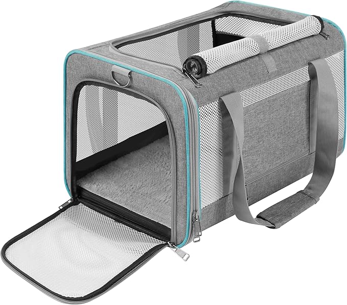 Pet Carrier for Large Cats 20 lbs+ / Soft Sided Small Dog Travel Carrier Top Load/Collapsible Carrier Bag for Big Cat / 2 Kittens Sturdy Transport Carrier Long Trips/Medium Cats 15 pounds - PAWPICO