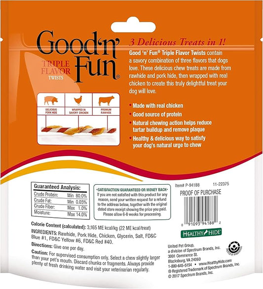 Good'n'Fun Good ‘N’ Fun Triple Flavor Twists, 70 Count (Pack of 12) - PAWPICO
