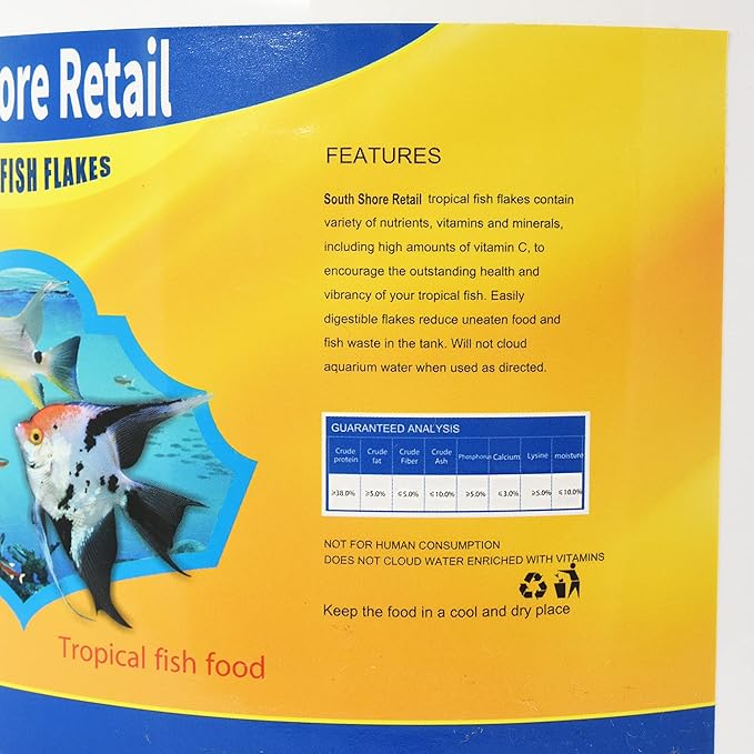 Color Enhancing Tropical Fish Food Flakes - 2.5lb Bulk Fish Food| Veteran Owned - Suitable for all Freshwater, Marine, Pond, And Goldfish | Nutritious Diet with Shrimp, Plankton, and Spirulina SouthShoreRetailLLC