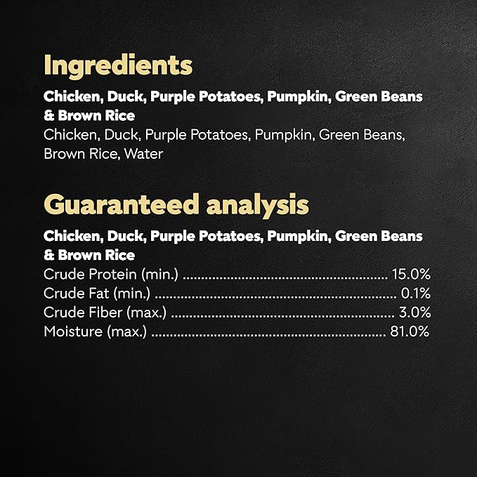 CESAR SIMPLY CRAFTED Adult Wet Dog Food Meal Topper, Chicken, Duck, Purple Potatoes, Pumpkin, Green Beans & Brown Rice, 1.3oz., Pack of 10 - PAWPICO