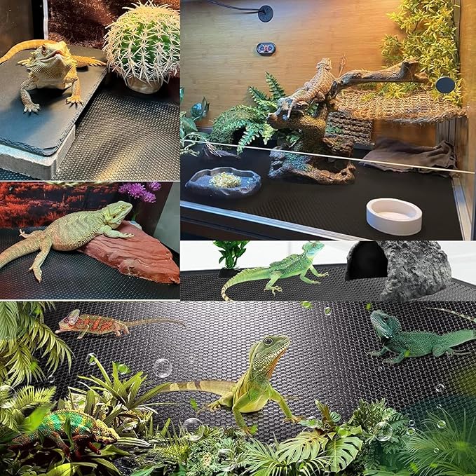 Bearded Dragon Tank Accessories, Non-Adhesive Reptile Carpet Bedding Substrate for Terrarium, Reptile Mat Terrarium Liner Tank Flooring for Leopard Gecko, Snake, Lizard and Tortoise, 18x80 in XIEHUZA