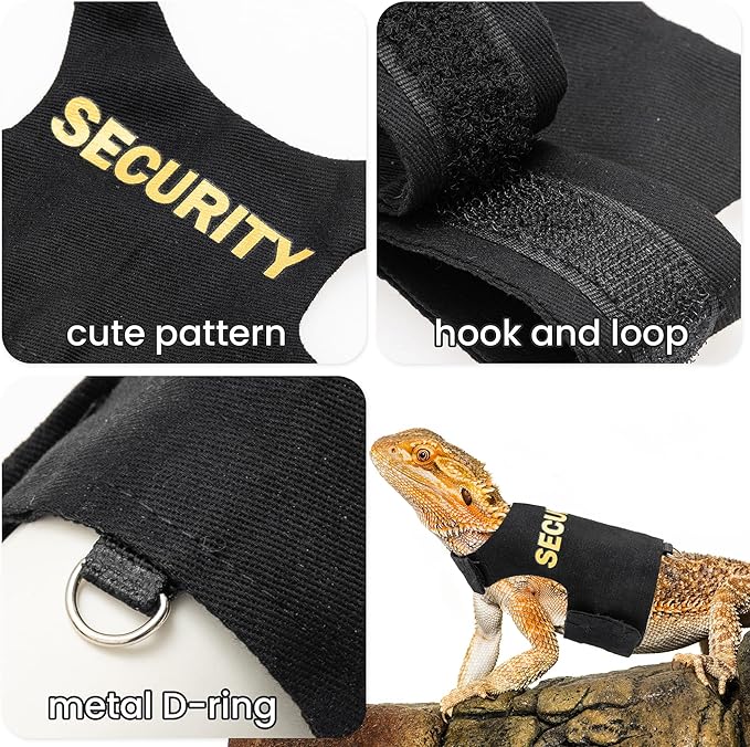 Bearded Dragon Harness and Leash Set - Escape Proof Adjustable Lizard Reptiles Harness with 5 ft Short Leash for Walking Outdoor tukoaw
