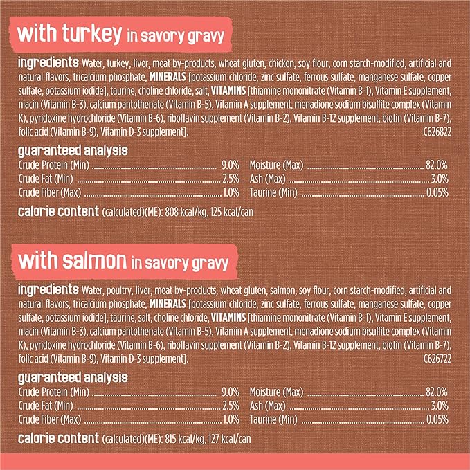 Purina Friskies Extra Gravy Wet Cat Food Chunky 24ct Variety Pack (With Chicken, Turkey, Salmon, Beef) - (Pack of 24) 5.5 oz. Cans - PAWPICO