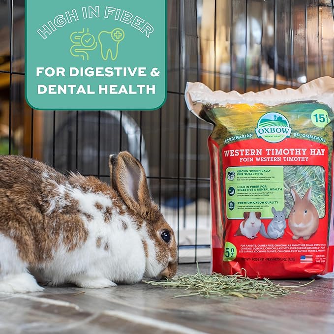 Oxbow Animal Health Western Timothy Hay - All Natural Hay for Rabbits, Guinea Pigs, Chinchillas, Hamsters & Gerbils- Made in the USA- Fiber Rich- Veterinarian Recommended - 25 lb. Bulk Size OxbowAnimalHealth