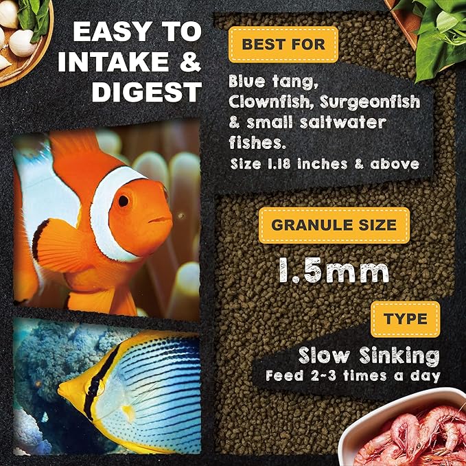 Ultra Fresh Marine Fish Food, 75% Sword Prawns + Squids, Natural Protein, Color Enhancement, for Small Saltwater Fish, Marine Shrimp Patties S 1.86oz UltraFresh-ShrimpDelight