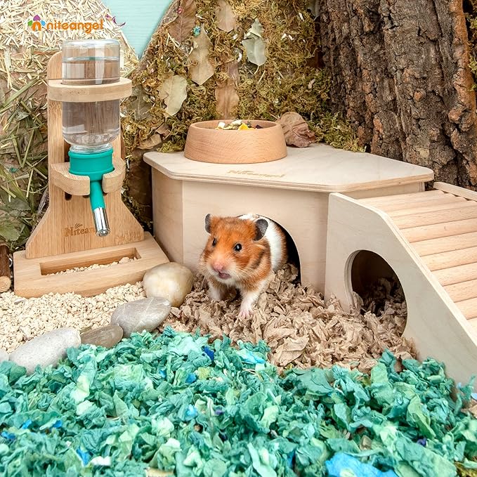 Niteangel Birch Chamber-Maze Hamster Hideout - Small Pets Woodland House Habitats Decor for Hamster Mice Gerbils Mouse Niteangel