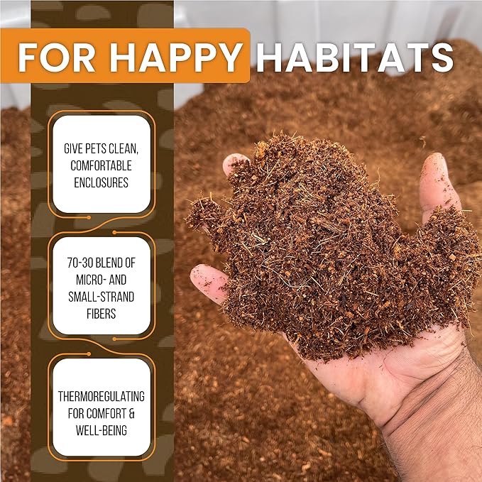 ReptiEarth Reptile Bedding, Fluffy Coconut Fiber Substrate 12 Quart Organic Coco Ready to Use for Bioactive Snake Terrarium, Lizard Tanks with Plants, for Frog, Tarantula or Hermit Crab Habitat ReptiChipPremiumSubstrate