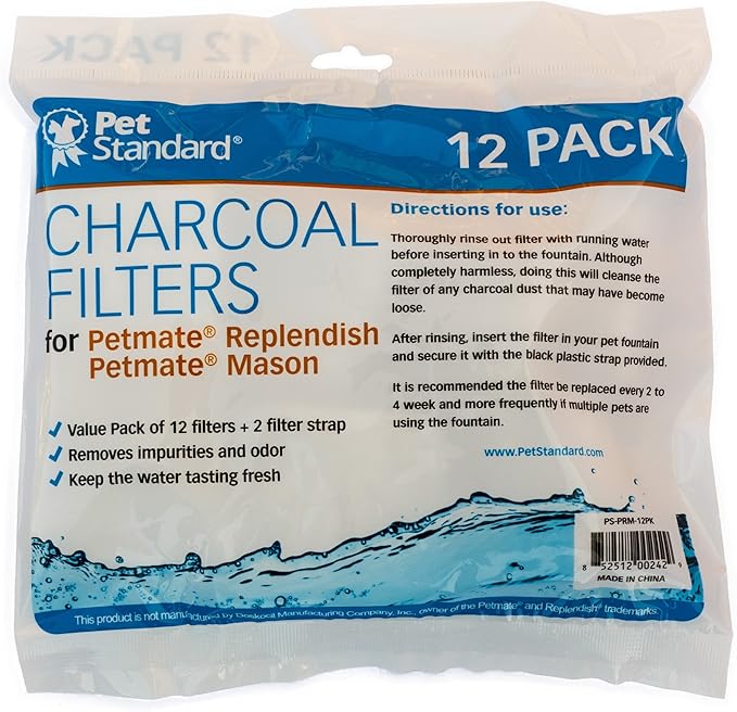 Filters for Petmate Replendish and Petmate Mason Pet Fountains, Pack of 12 For Dog - PAWPICO