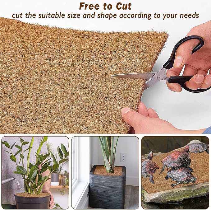 ZeeDix 10 Pieces Coconut Fiber Reptile Substrate Mat, 14 x 14 inches Natural Coco Coir Mat Turtle Bedding Tortoise Carpet Reptile Terrarium Liner for Lizard Snake Turtle Gecko Bearded Dragon ZeeDix