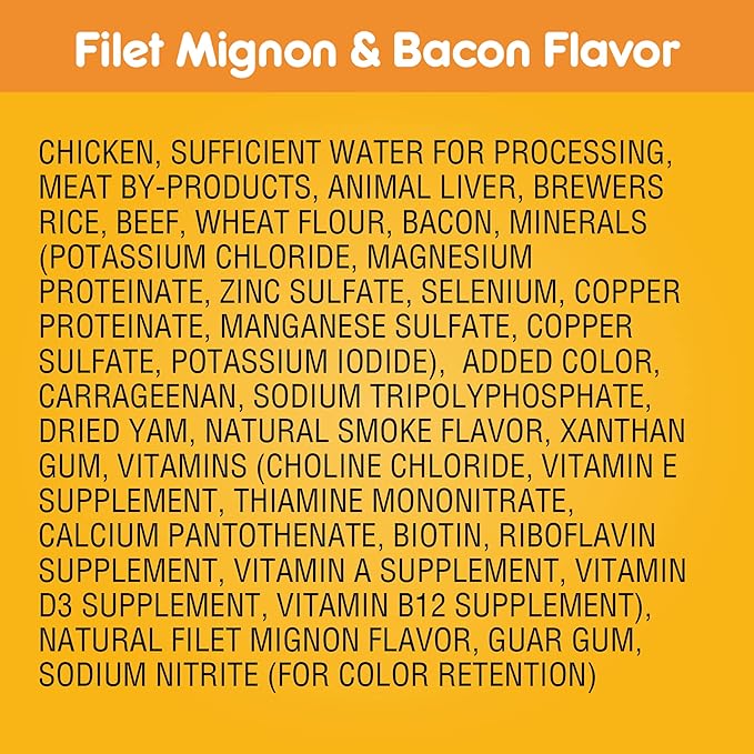 PEDIGREE CHOPPED GROUND DINNER Adult Canned Soft Wet Dog Food, Filet Mignon & Bacon Flavor, 13.2 oz. Cans (Pack of 12) - PAWPICO