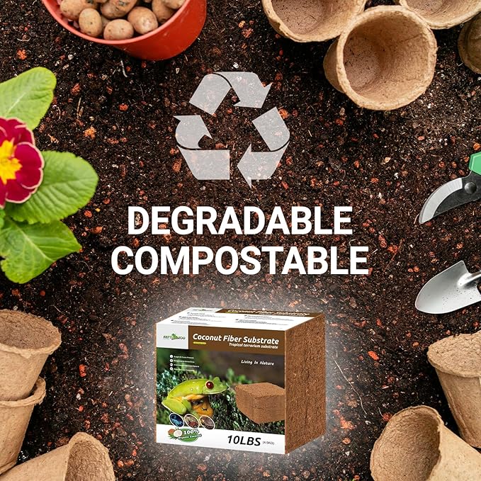 REPTI ZOO Reptile Coconut Fiber Substrate 72 Quart, Reptile Bedding Coco Coir Brick for Turtle, Hermit Crab, Spider, Frog | 100% Organic | Odor Absorption REPTIZOO
