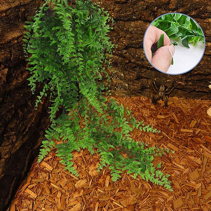 Tfwadmx Crested Gecko Tank Accessories 5Pcs Reptile Vines Plants Flexible Jungle Climbing Vine Gecko Coconut Coco Shell Hut Terrarium Plastic Plant Habitat Decor for Snake,Lizard,Hermit Crab Tfwadmx